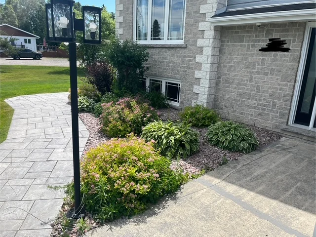 Foundation garden beside the front walkway — before, pair 17 of 36